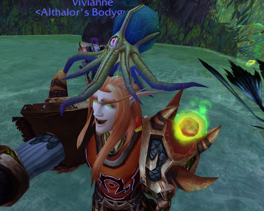 Even Althalor is easy to please. In this case he's LUDICROUSLY HAPPY because there's a squid on his head.